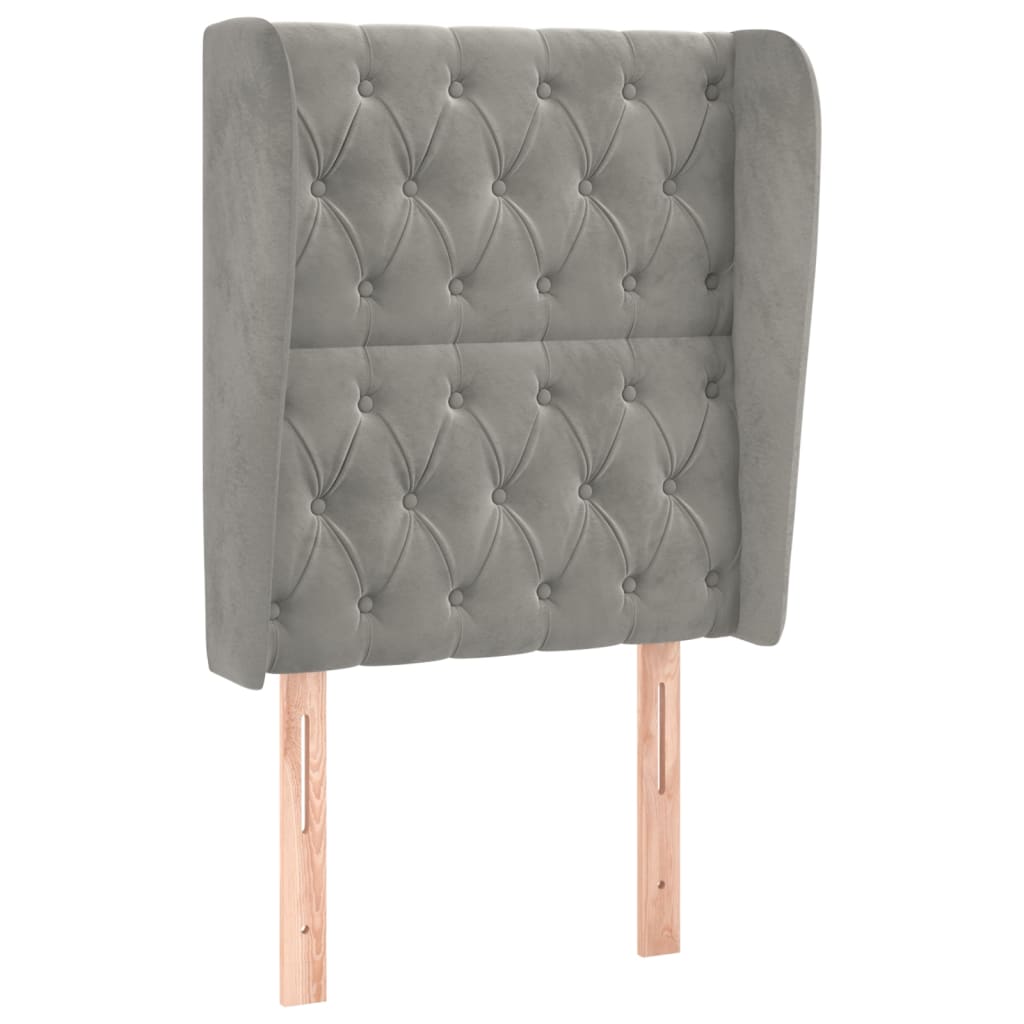 Hoofdbord Met Randen Fluweel 83 x 23 x 118/128 cm Lichtgrijs