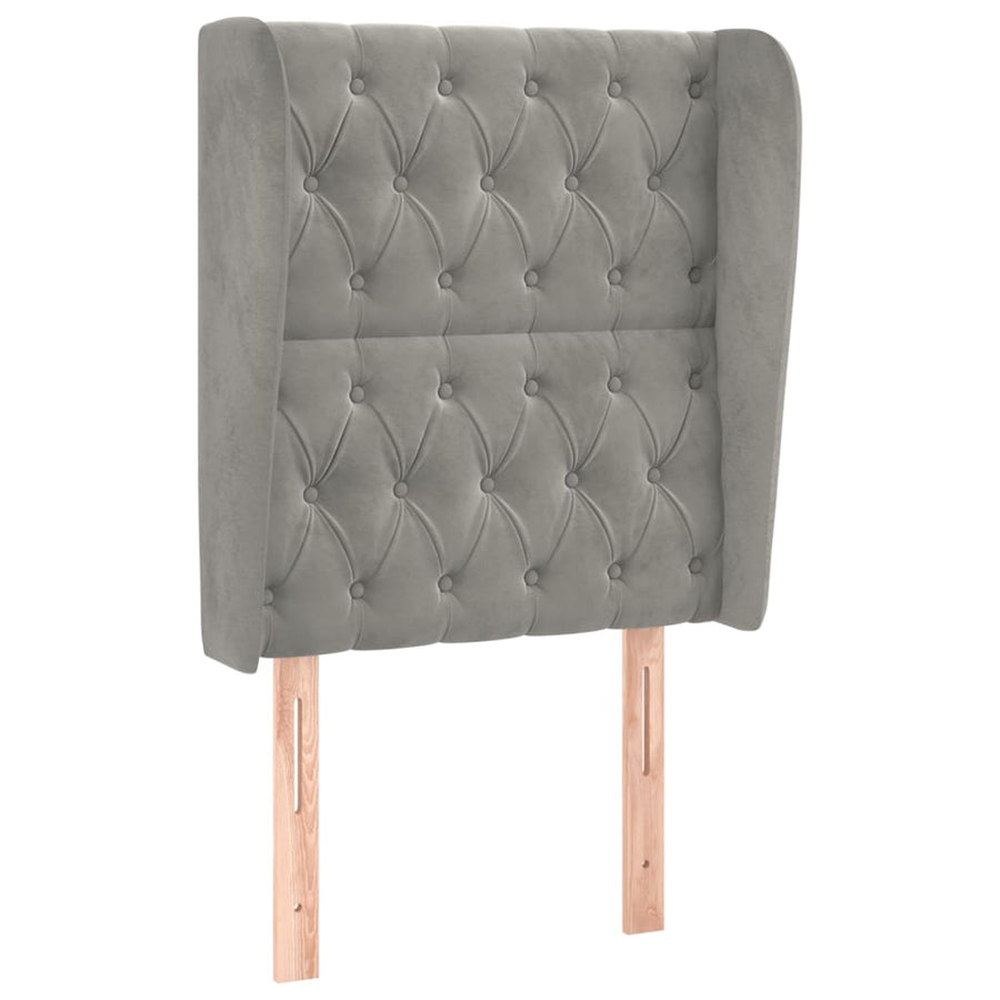 Hoofdbord Met Randen Fluweel 83 x 23 x 118/128 cm Lichtgrijs