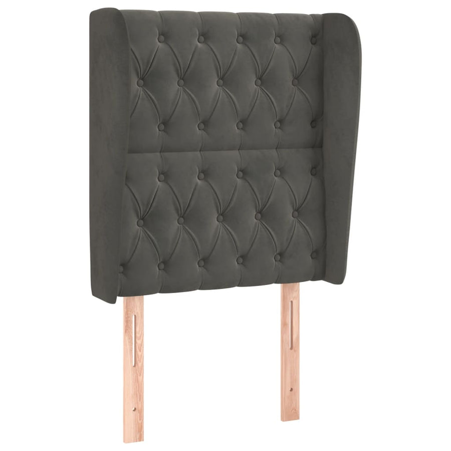 Hoofdbord Met Randen Fluweel 83 x 23 x 118/128 cm Donkergrijs