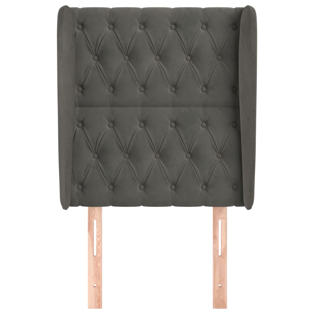 Hoofdbord Met Randen Fluweel 83 x 23 x 118/128 cm Donkergrijs