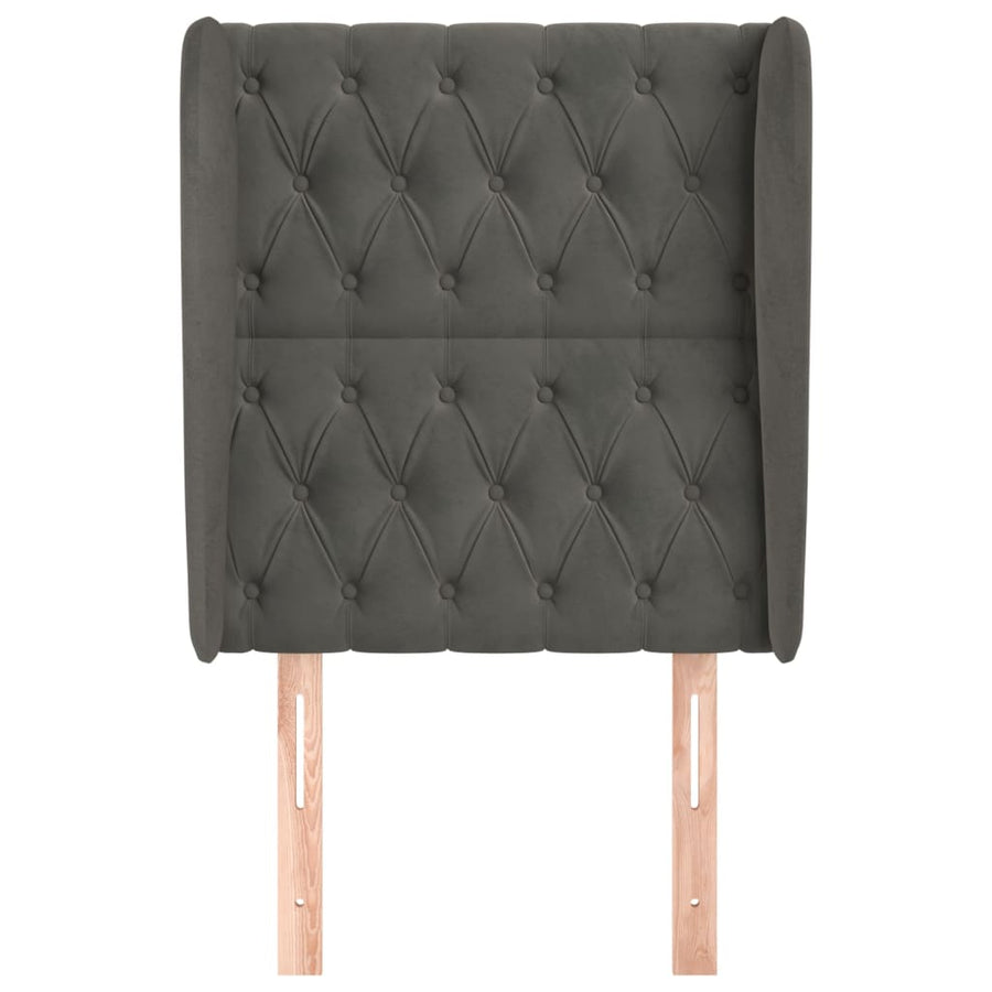Hoofdbord Met Randen Fluweel 83 x 23 x 118/128 cm Donkergrijs