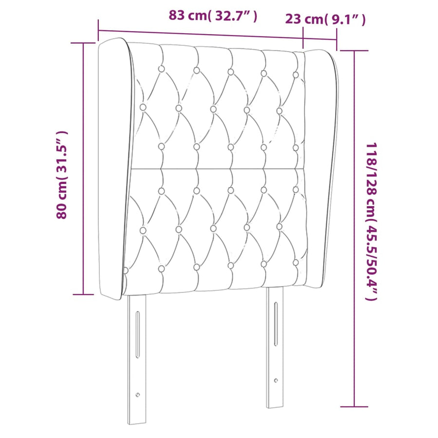 Hoofdbord Met Randen Fluweel 83 x 23 x 118/128 cm Donkergrijs