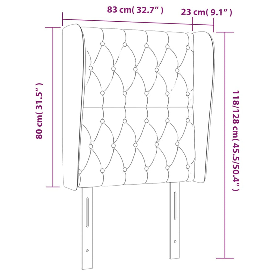 Hoofdbord Met Randen Fluweel 83 x 23 x 118/128 cm Zwart