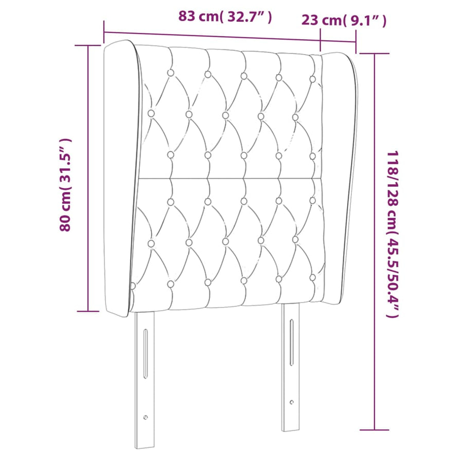 Hoofdbord Met Randen Fluweel 83 x 23 x 118/128 cm Donkerblauw