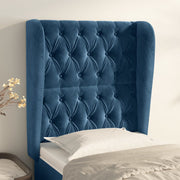 Hoofdbord fluweel donkerblauw 83x23x118/128 cm