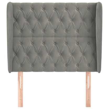 Hoofdbord Met Randen Fluweel 93 x 23 x 118/128 cm Lichtgrijs