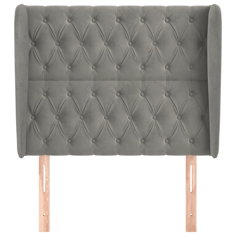 Hoofdbord Met Randen Fluweel 93 x 23 x 118/128 cm Lichtgrijs