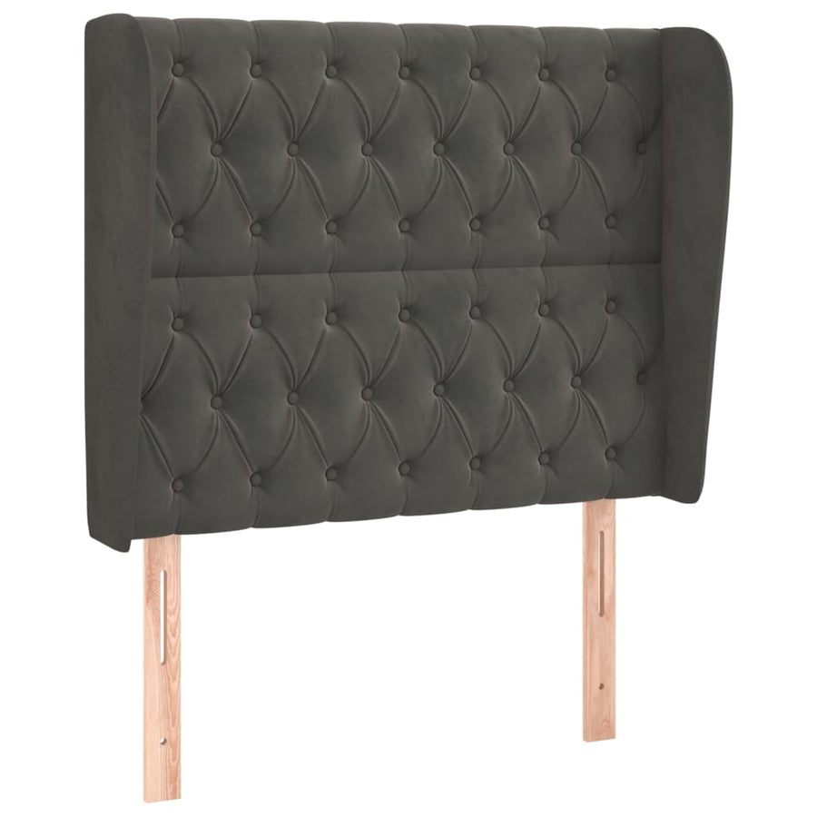 Hoofdbord Met Randen Fluweel 93 x 23 x 118/128 cm Donkergrijs