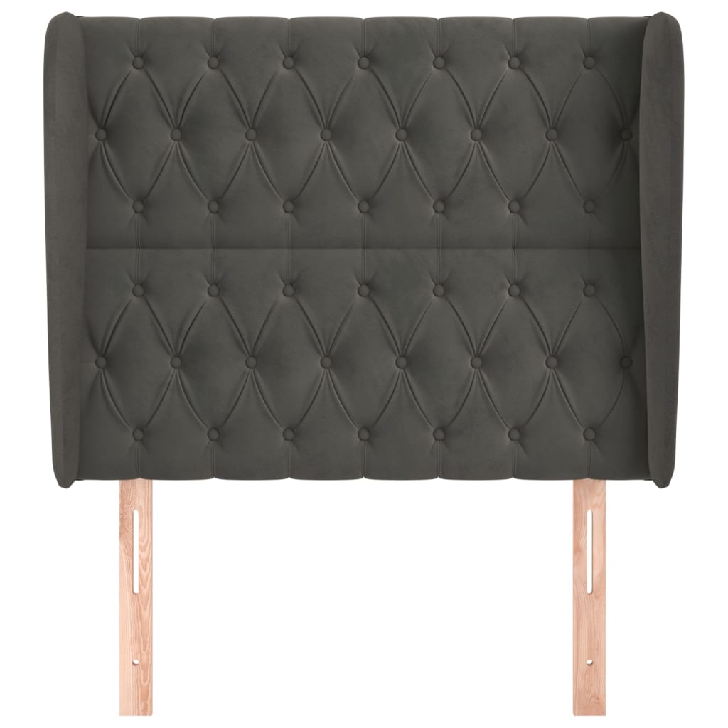 Hoofdbord Met Randen Fluweel 93 x 23 x 118/128 cm Donkergrijs