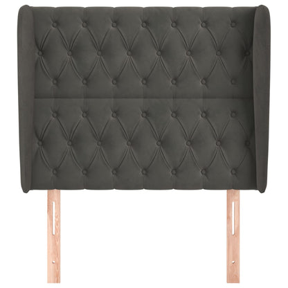 Hoofdbord Met Randen Fluweel 93 x 23 x 118/128 cm Donkergrijs