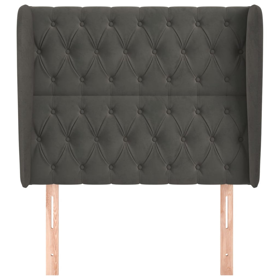 Hoofdbord Met Randen Fluweel 93 x 23 x 118/128 cm Donkergrijs