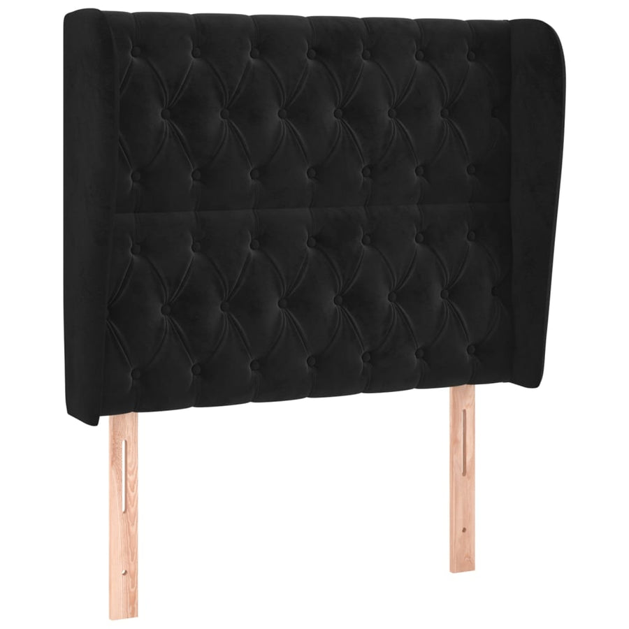 Hoofdbord Met Randen 93X23X118/128 Cm Fluweel Zwart 93 x 23 x 118/128 cm