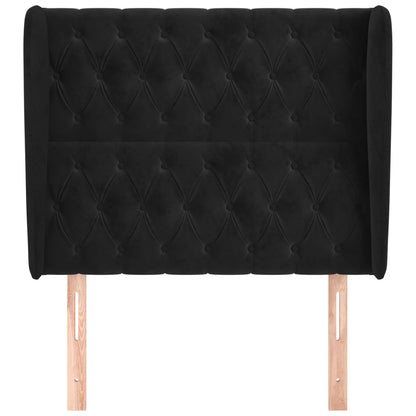 Hoofdbord Met Randen 93X23X118/128 Cm Fluweel Zwart 93 x 23 x 118/128 cm