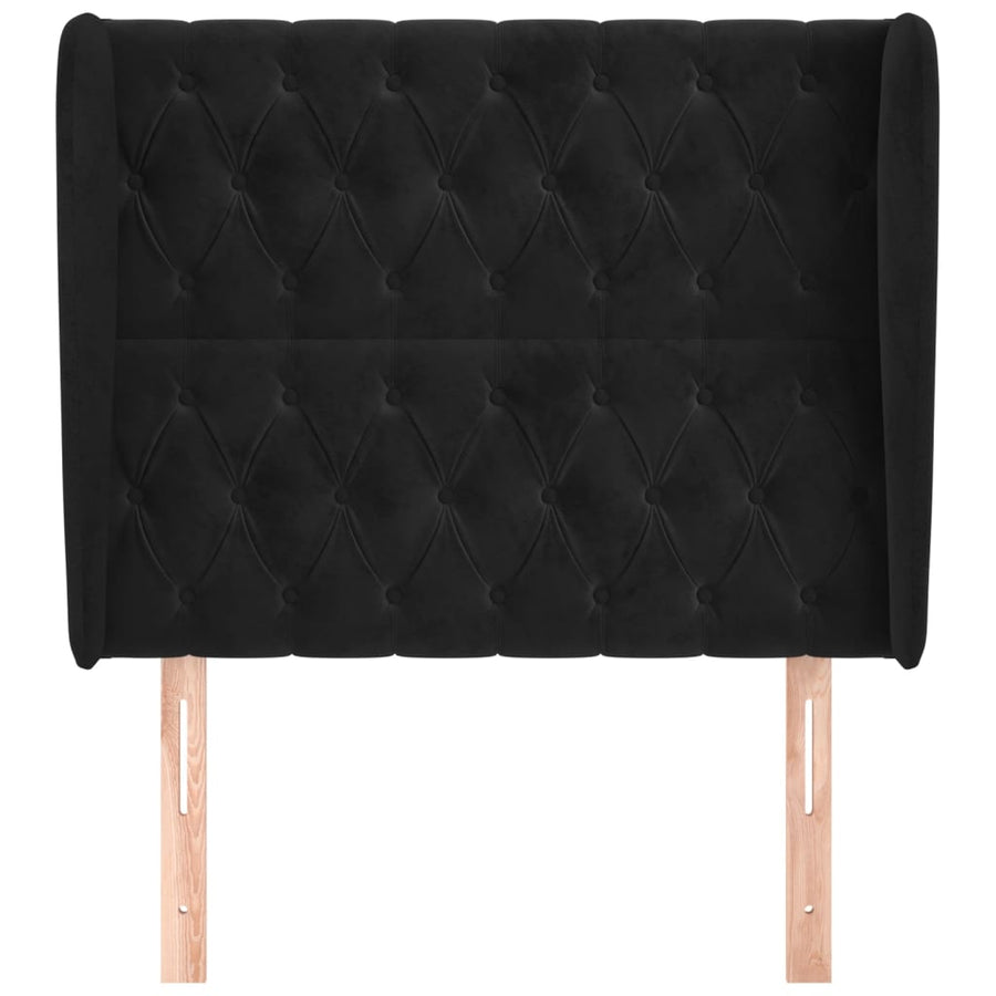 Hoofdbord Met Randen 93X23X118/128 Cm Fluweel Zwart 93 x 23 x 118/128 cm