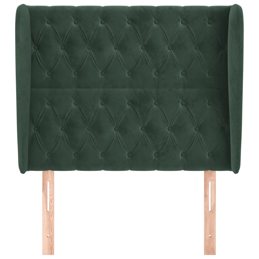 Hoofdbord met randen 93x23x118/128 cm fluweel donkergroen