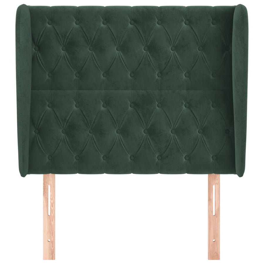 Hoofdbord met randen 93x23x118/128 cm fluweel donkergroen