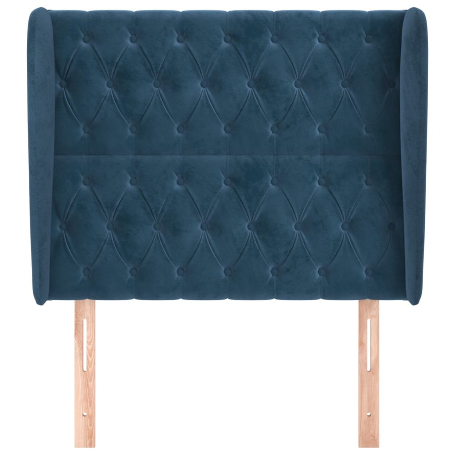 Hoofdbord met randen 93x23x118/128 cm fluweel donkerblauw