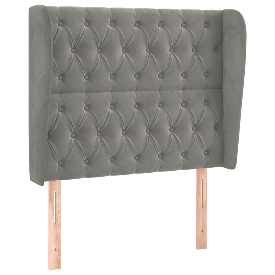 Hoofdbord Met Randen Fluweel 103 x 23 x 118/128 cm Lichtgrijs