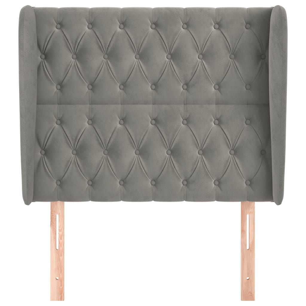 Hoofdbord Met Randen Fluweel 103 x 23 x 118/128 cm Lichtgrijs