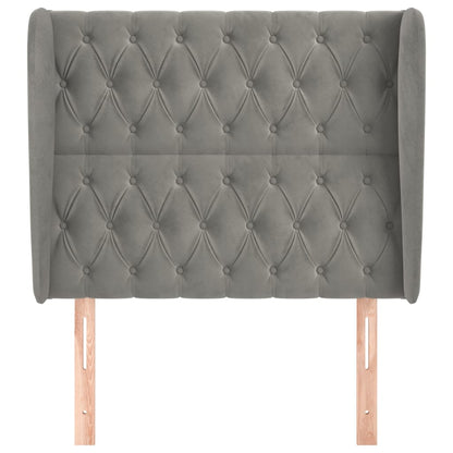 Hoofdbord Met Randen Fluweel 103 x 23 x 118/128 cm Lichtgrijs