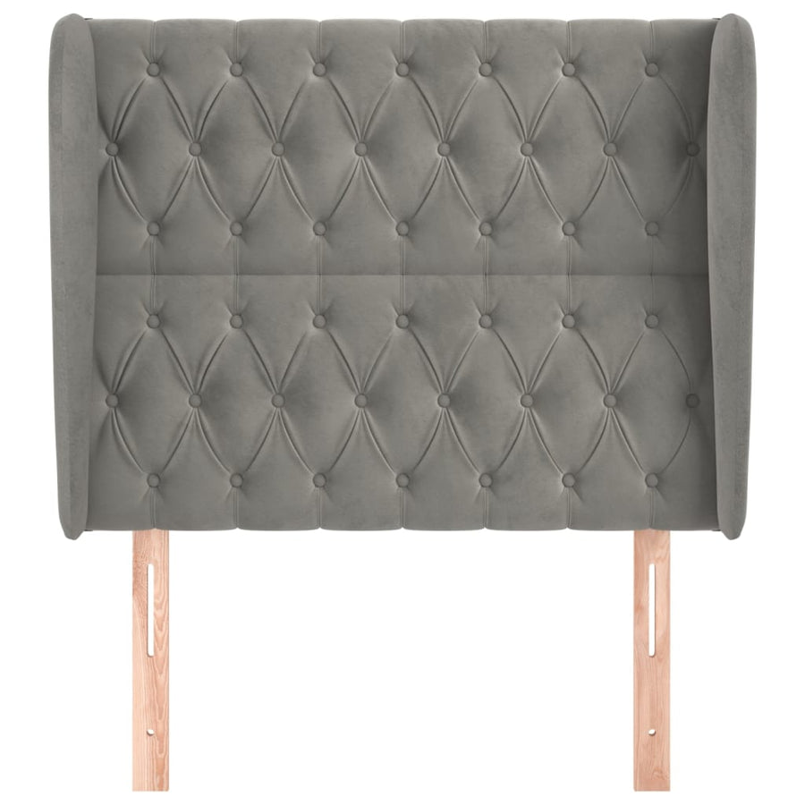 Hoofdbord Met Randen Fluweel 103 x 23 x 118/128 cm Lichtgrijs