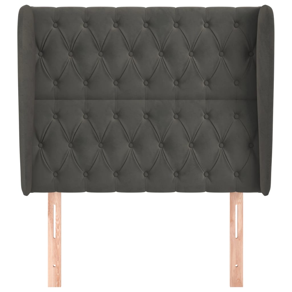Hoofdbord Met Randen Fluweel 103 x 23 x 118/128 cm Donkergrijs