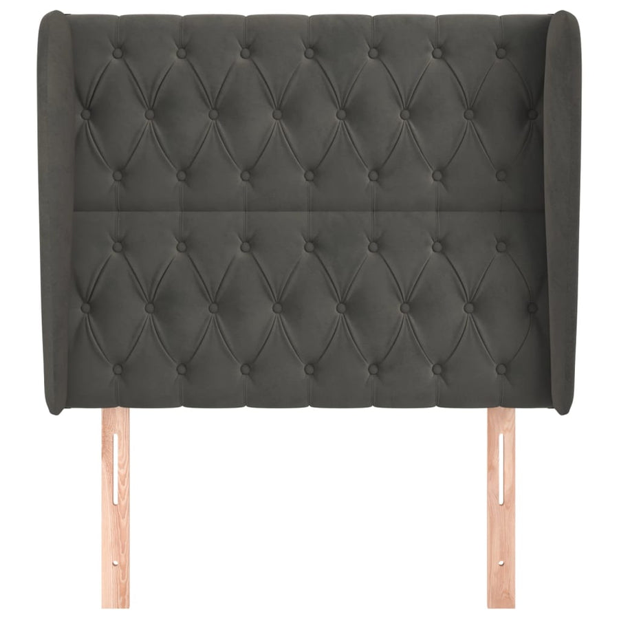 Hoofdbord Met Randen Fluweel 103 x 23 x 118/128 cm Donkergrijs