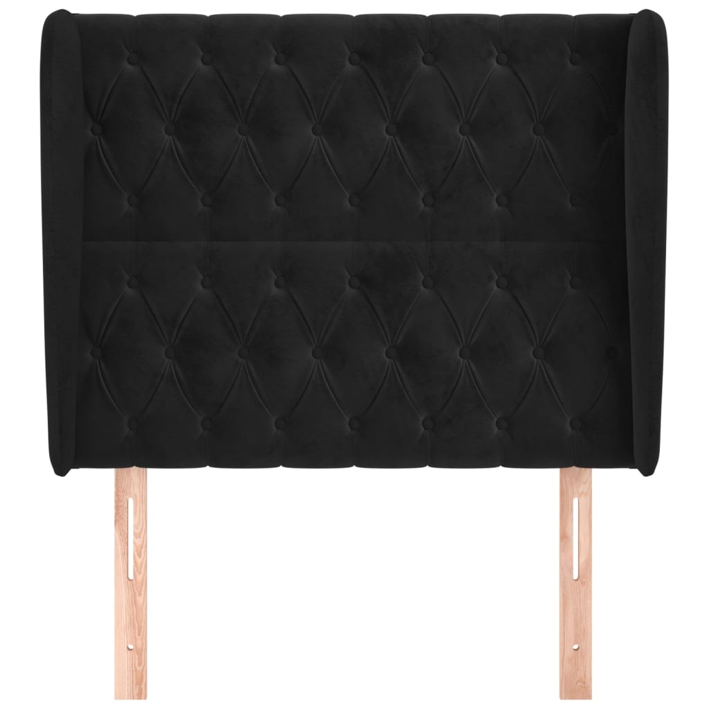 Hoofdbord Met Randen Fluweel 103 x 23 x 118/128 cm Zwart