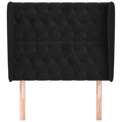 Hoofdbord Met Randen Fluweel 103 x 23 x 118/128 cm Zwart