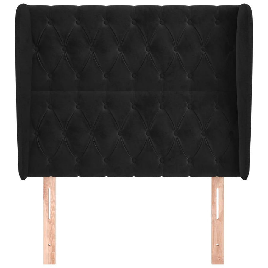 Hoofdbord Met Randen Fluweel 103 x 23 x 118/128 cm Zwart