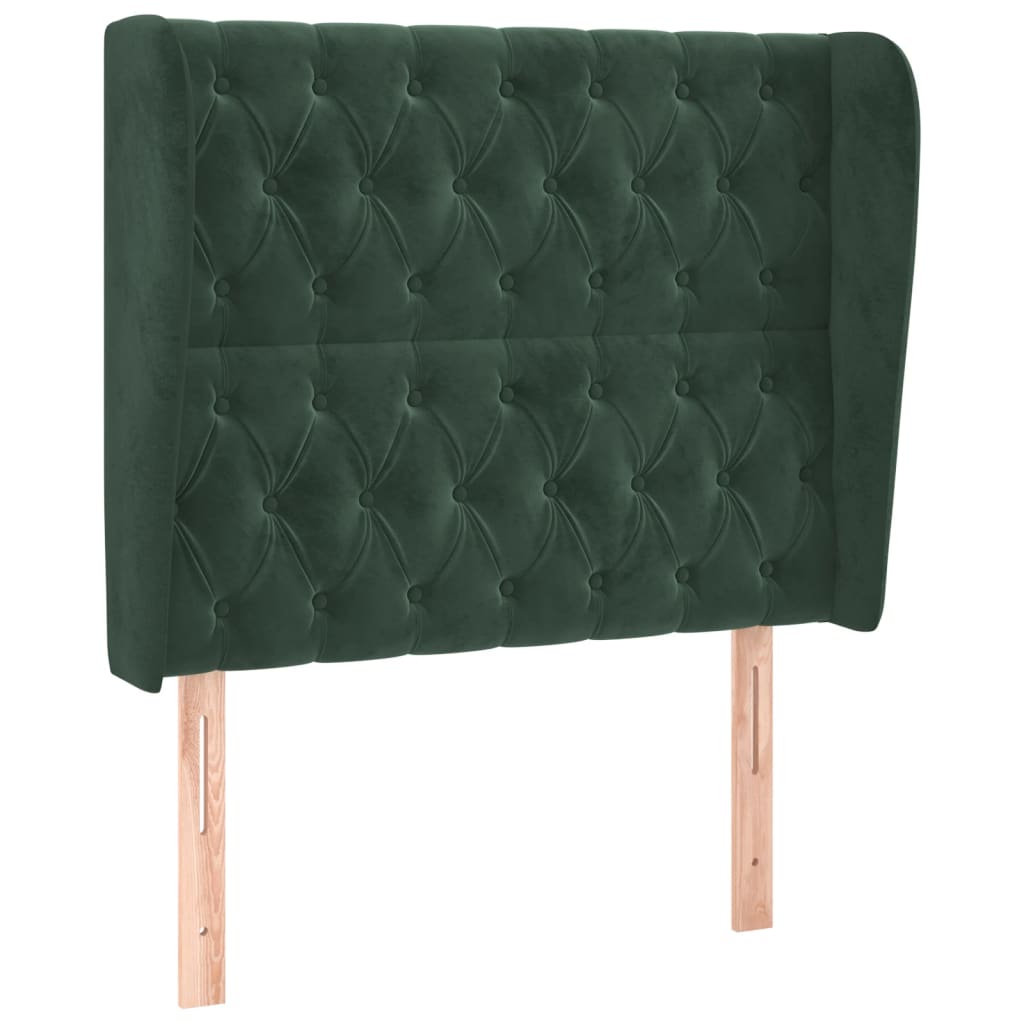 Hoofdbord met randen 103x23x118/128 cm fluweel donkergroen