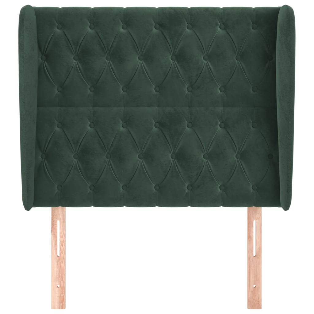 Hoofdbord met randen 103x23x118/128 cm fluweel donkergroen