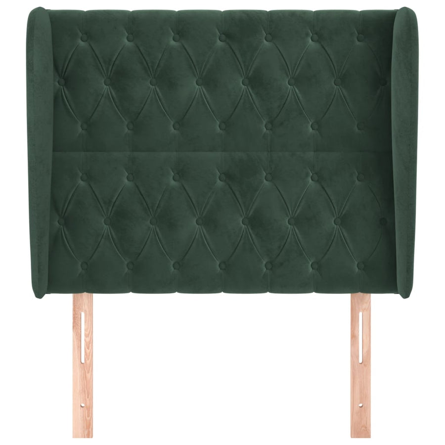 Hoofdbord met randen 103x23x118/128 cm fluweel donkergroen