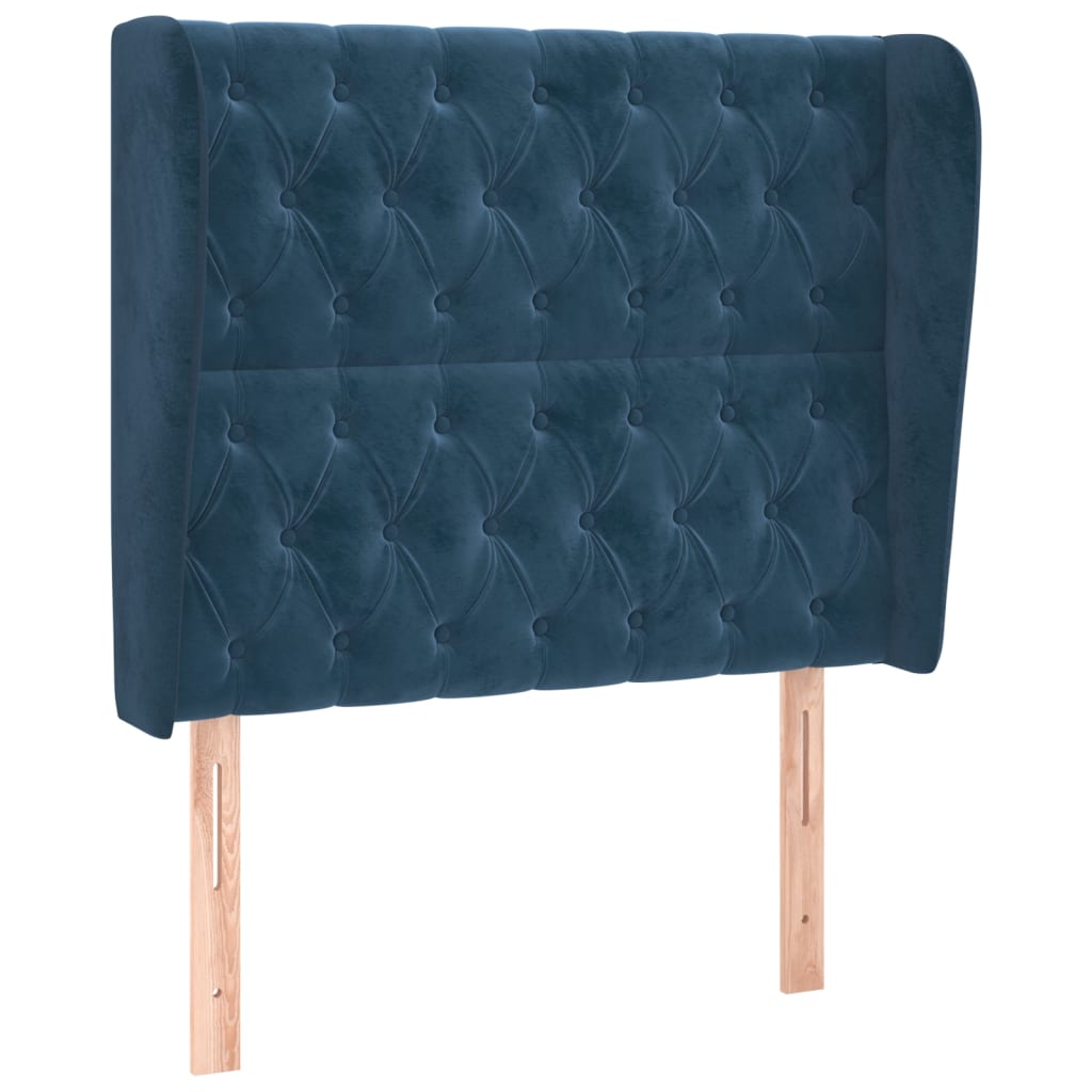 Hoofdbord Met Randen Fluweel 103 x 23 x 118/128 cm Donkerblauw