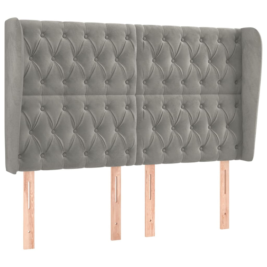 Hoofdbord Met Randen Fluweel 147 x 23 x 118/128 cm Lichtgrijs