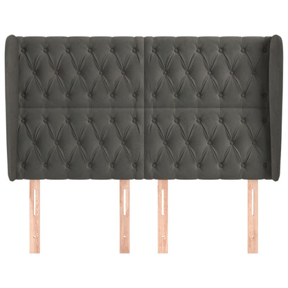 Hoofdbord Met Randen Fluweel 147 x 23 x 118/128 cm Donkergrijs