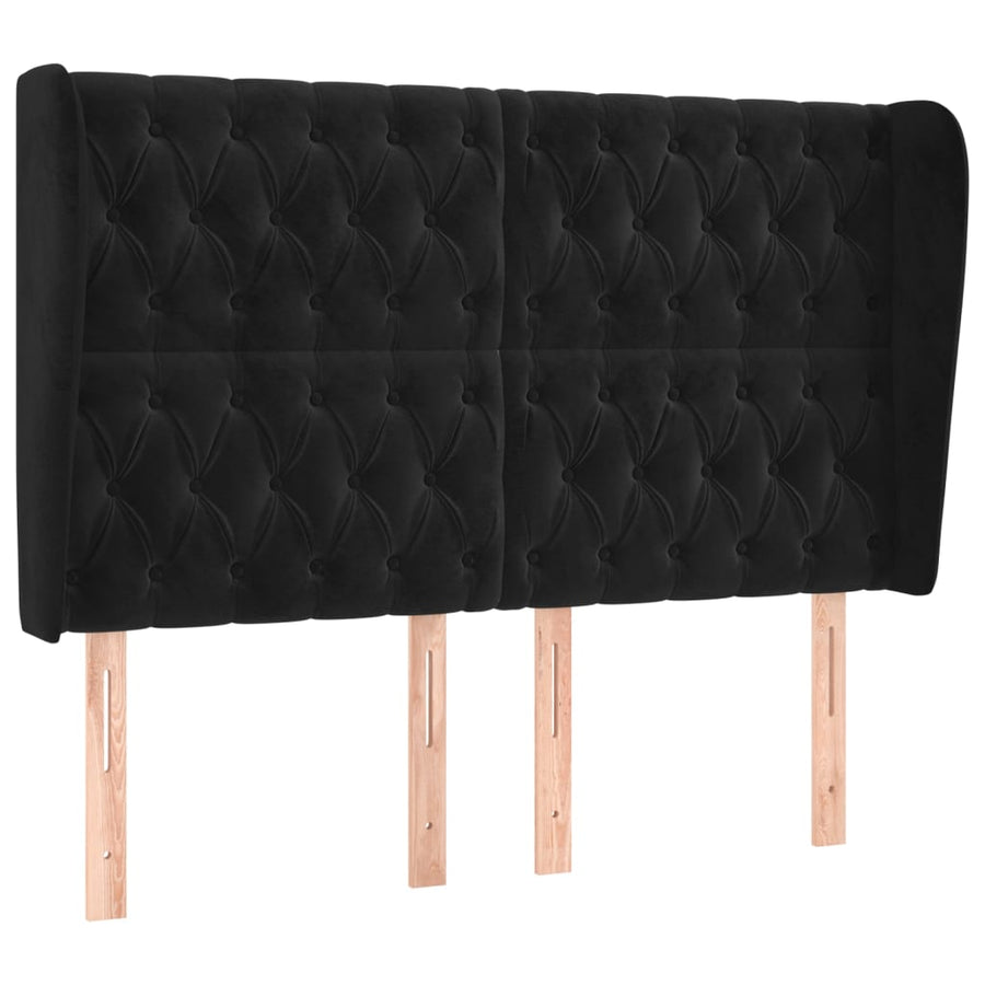 Hoofdbord Met Randen Fluweel 1 147 x 23 x 118/128 cm Zwart