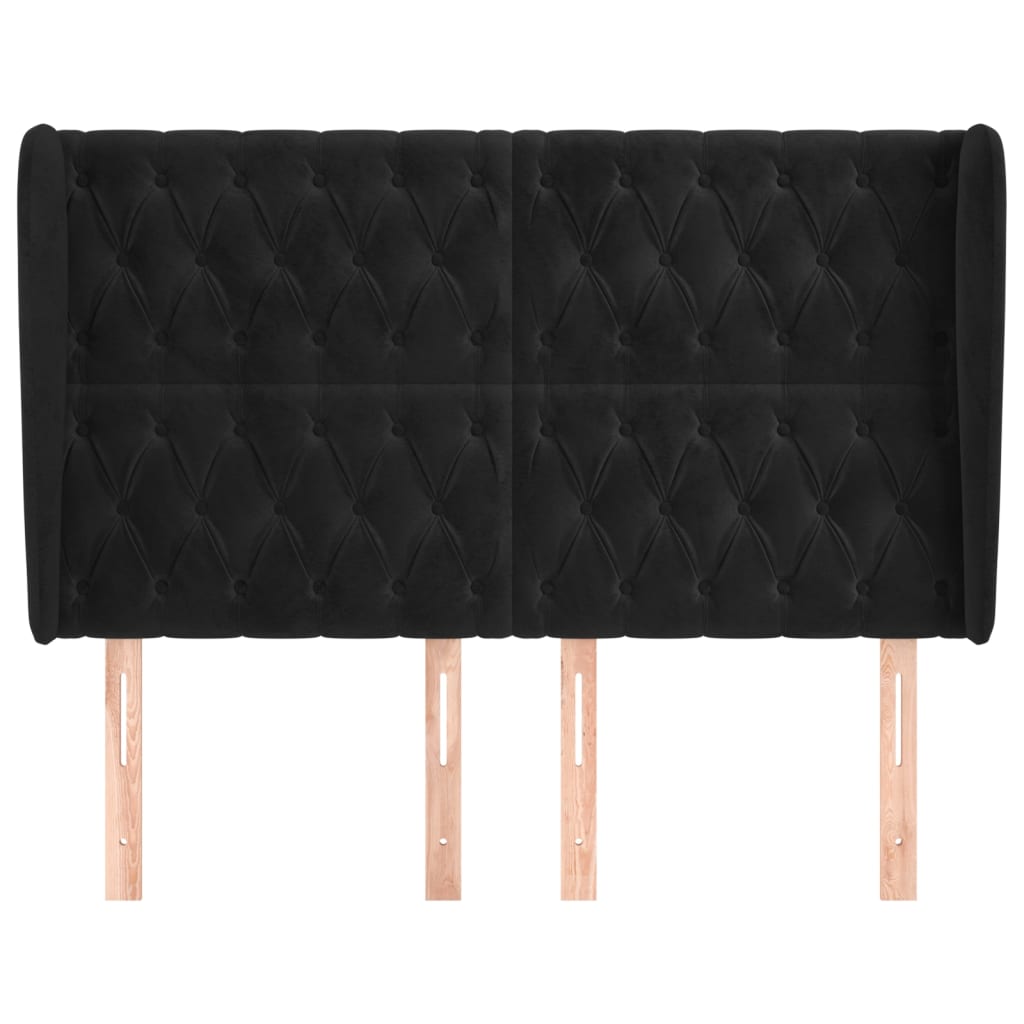 Hoofdbord Met Randen Fluweel 1 147 x 23 x 118/128 cm Zwart