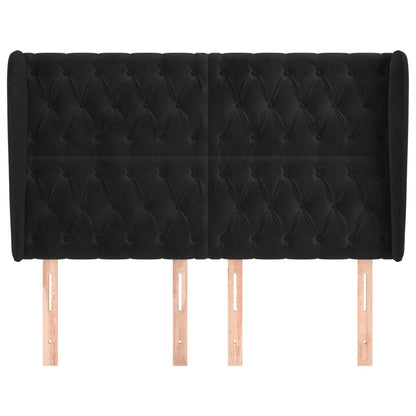Hoofdbord Met Randen Fluweel 1 147 x 23 x 118/128 cm Zwart