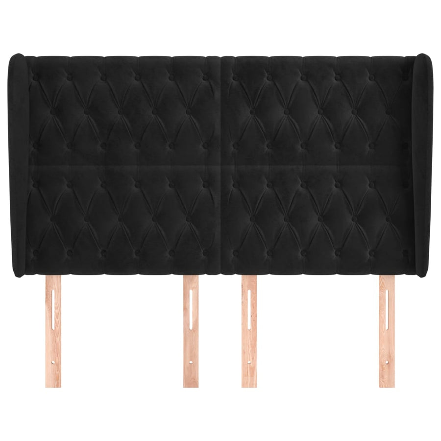 Hoofdbord Met Randen Fluweel 1 147 x 23 x 118/128 cm Zwart