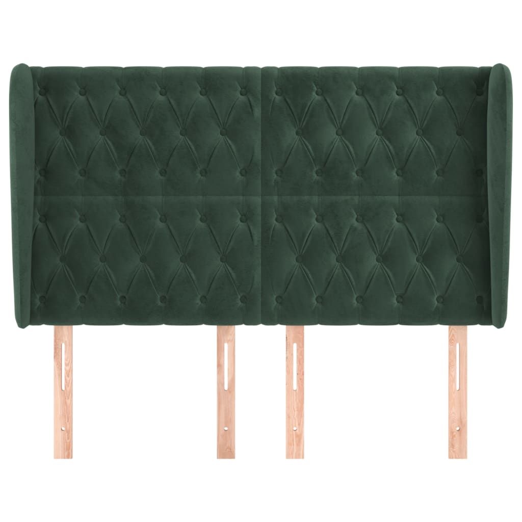 Hoofdbord met randen 147x23x118/128 cm fluweel donkergroen