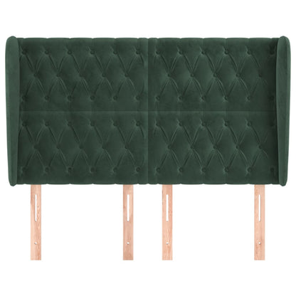 Hoofdbord met randen 147x23x118/128 cm fluweel donkergroen