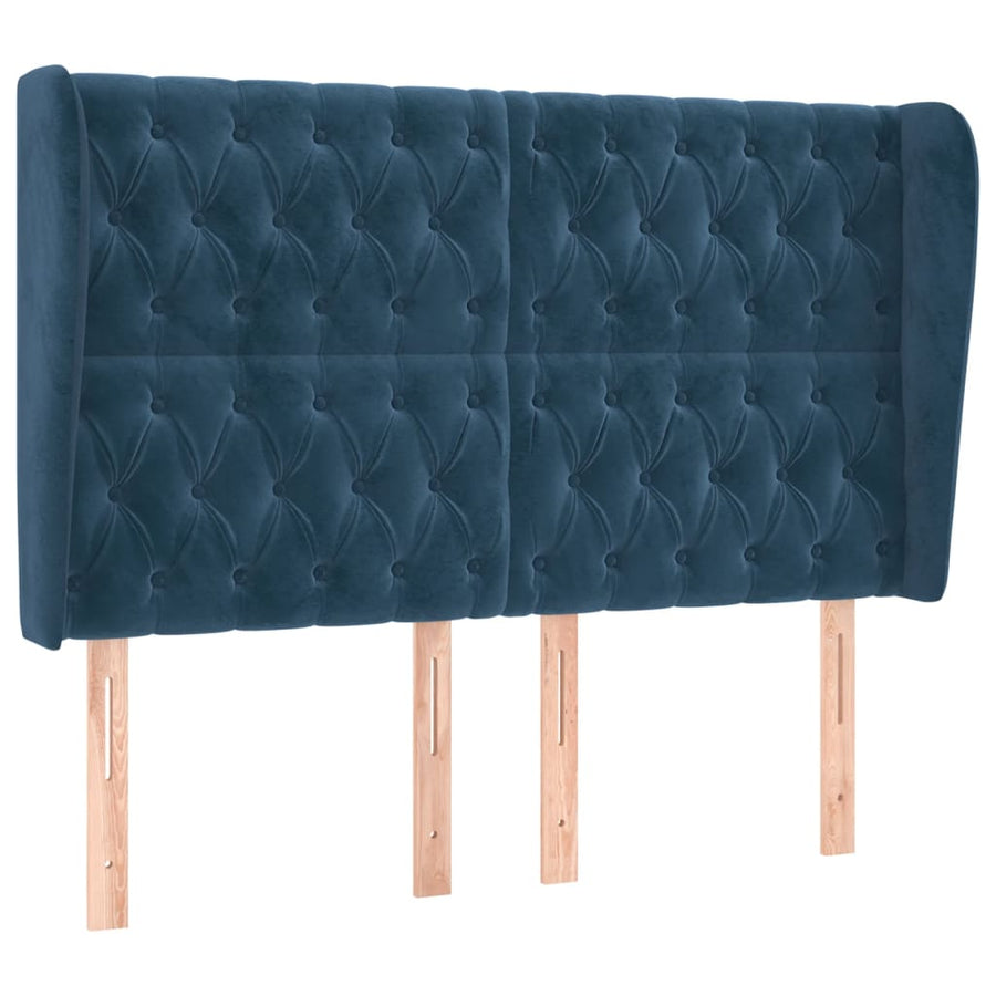 Hoofdbord Met Randen Fluweel 1 147 x 23 x 118/128 cm Donkerblauw