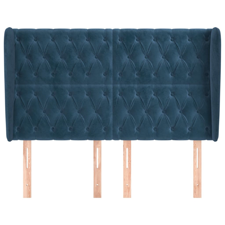Hoofdbord Met Randen Fluweel 1 147 x 23 x 118/128 cm Donkerblauw