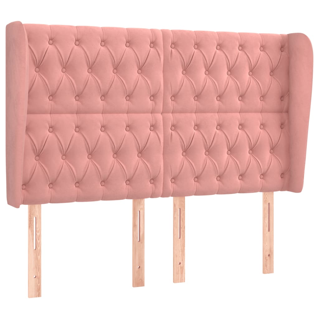 Hoofdbord Met Randen Fluweel 1 147 x 23 x 118/128 cm Roze