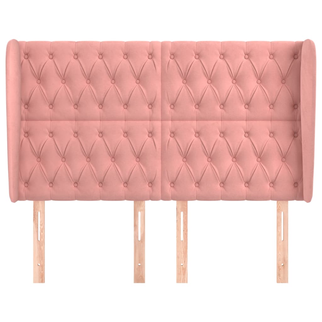 Hoofdbord Met Randen Fluweel 1 147 x 23 x 118/128 cm Roze
