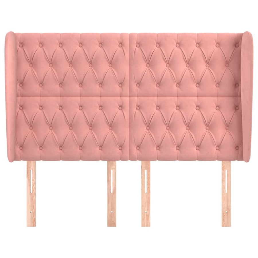 Hoofdbord Met Randen Fluweel 1 147 x 23 x 118/128 cm Roze