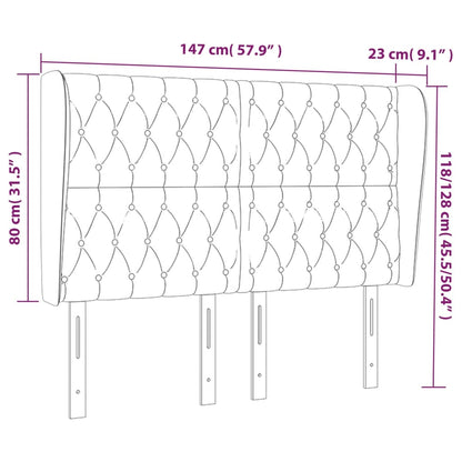 Hoofdbord Met Randen Fluweel 1 147 x 23 x 118/128 cm Roze