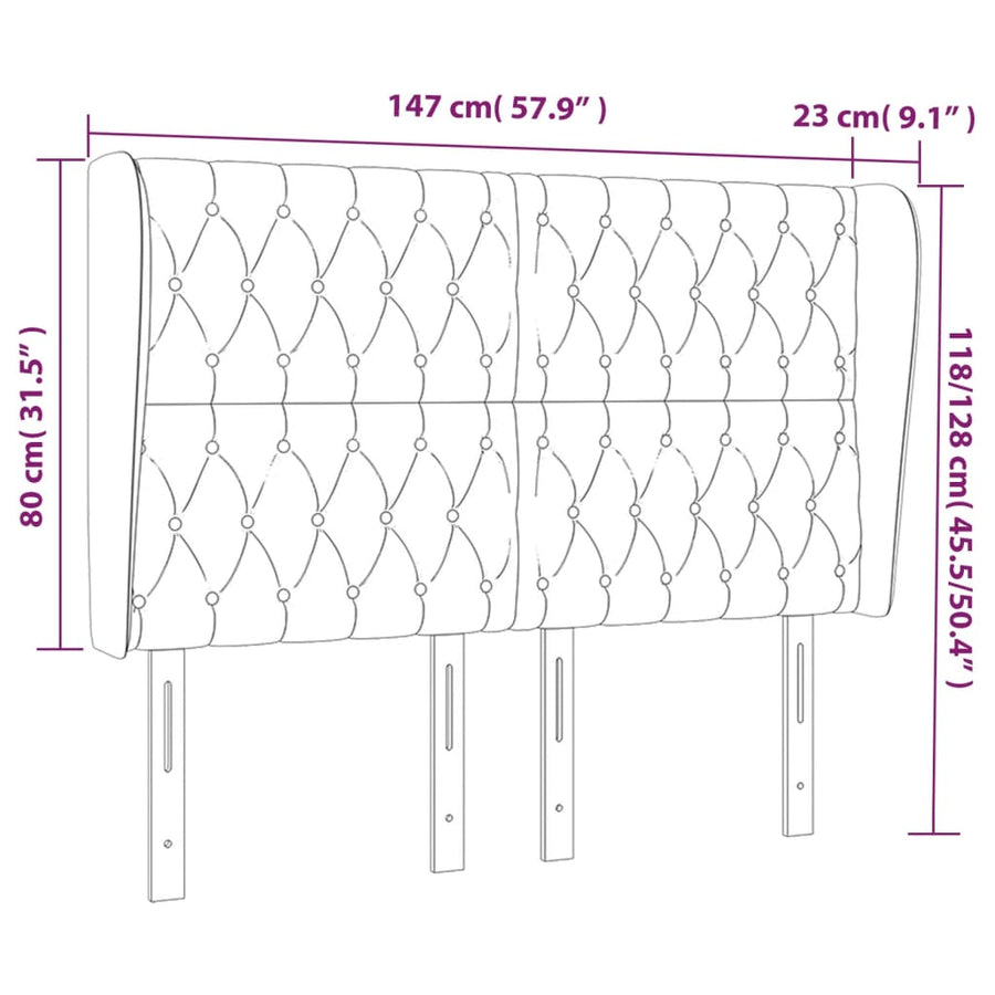 Hoofdbord Met Randen Fluweel 1 147 x 23 x 118/128 cm Roze