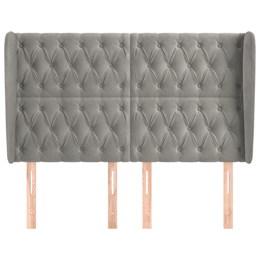 Hoofdbord Met Randen Fluweel 163 x 23 x 118/128 cm Lichtgrijs